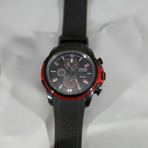 Citizen Eco-Drive B612 - S098424 Chronograph Black & Red Men's Solar ...