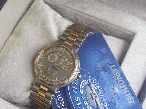 LONGINES CONQUEST Titanium 18K Gold Moon Phase Plated