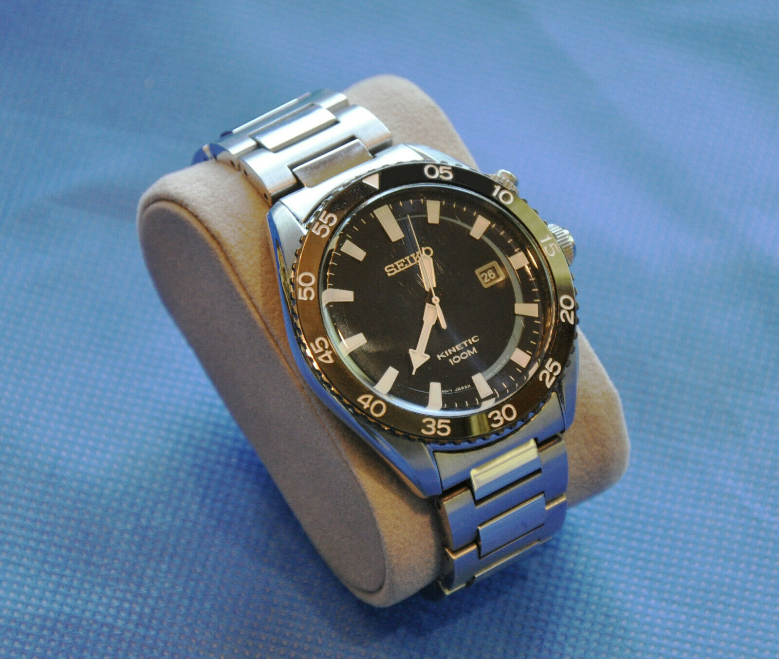 SEIKO Kinetic 100M 5M82-0AB0 Dive Watch, Blue Dial..WORKING 