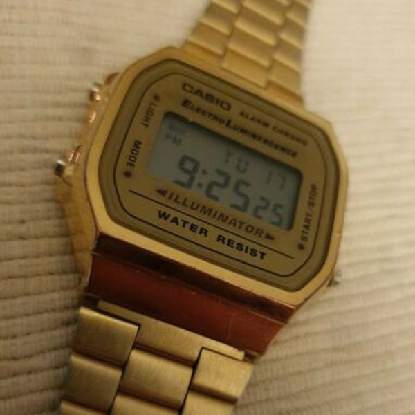 Casio Gold Digital Watch 3298 A168. Retro Casio Digital Alarm Chrono