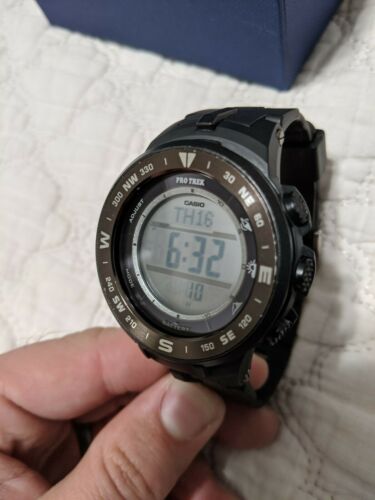 Casio Men S Pro Trek Prg 330 1 Solar Quartz Triple Sensor Watch With Resin Strap Watchcharts