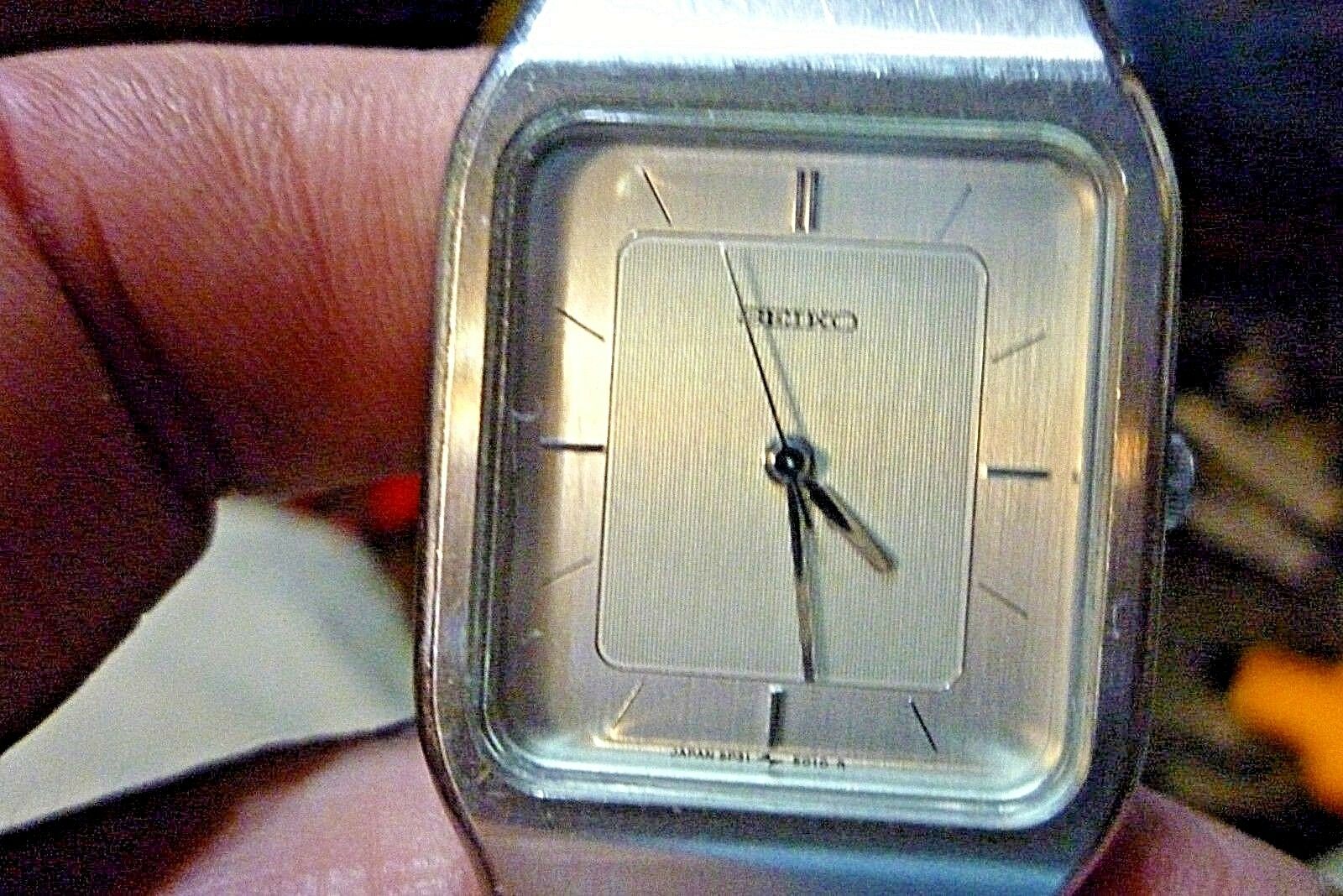 Ladies 25mm SEIKO 5P31 5010 Guilloche Dial Grey Tank 1985 Vintage