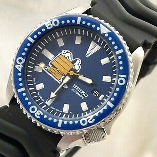 Seiko Ceramic Blue Snoopy Peanuts Automatic Scuba Divers Date Watch Custom  7002 | WatchCharts