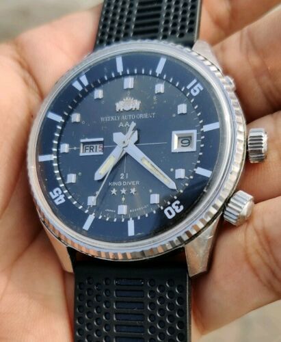 VERY RARE WEEKLY AUTO ORIENT AAA 21 KING DIVER JAPAN MADE MEN'S