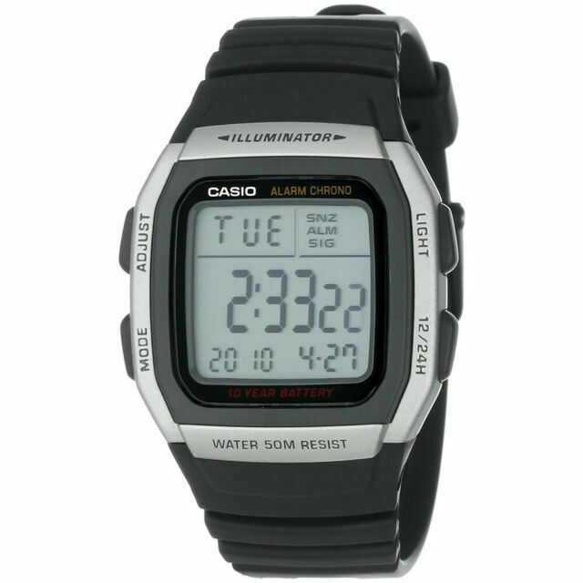 Casio men's lcd black resin sales strap watch