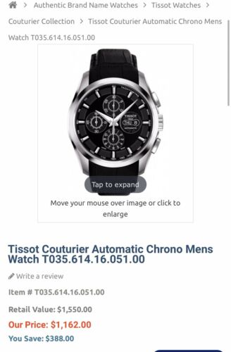 Tissot Couturier Chronograph Automatic Watch T035614A. MSRP 1 550