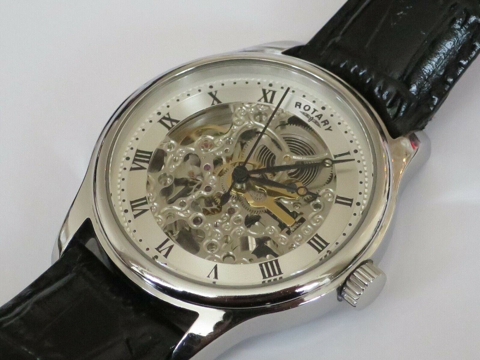 Gents Rotary Skeleton Automatic Steel Dress Watch GS02518 06 WatchCharts Marketplace