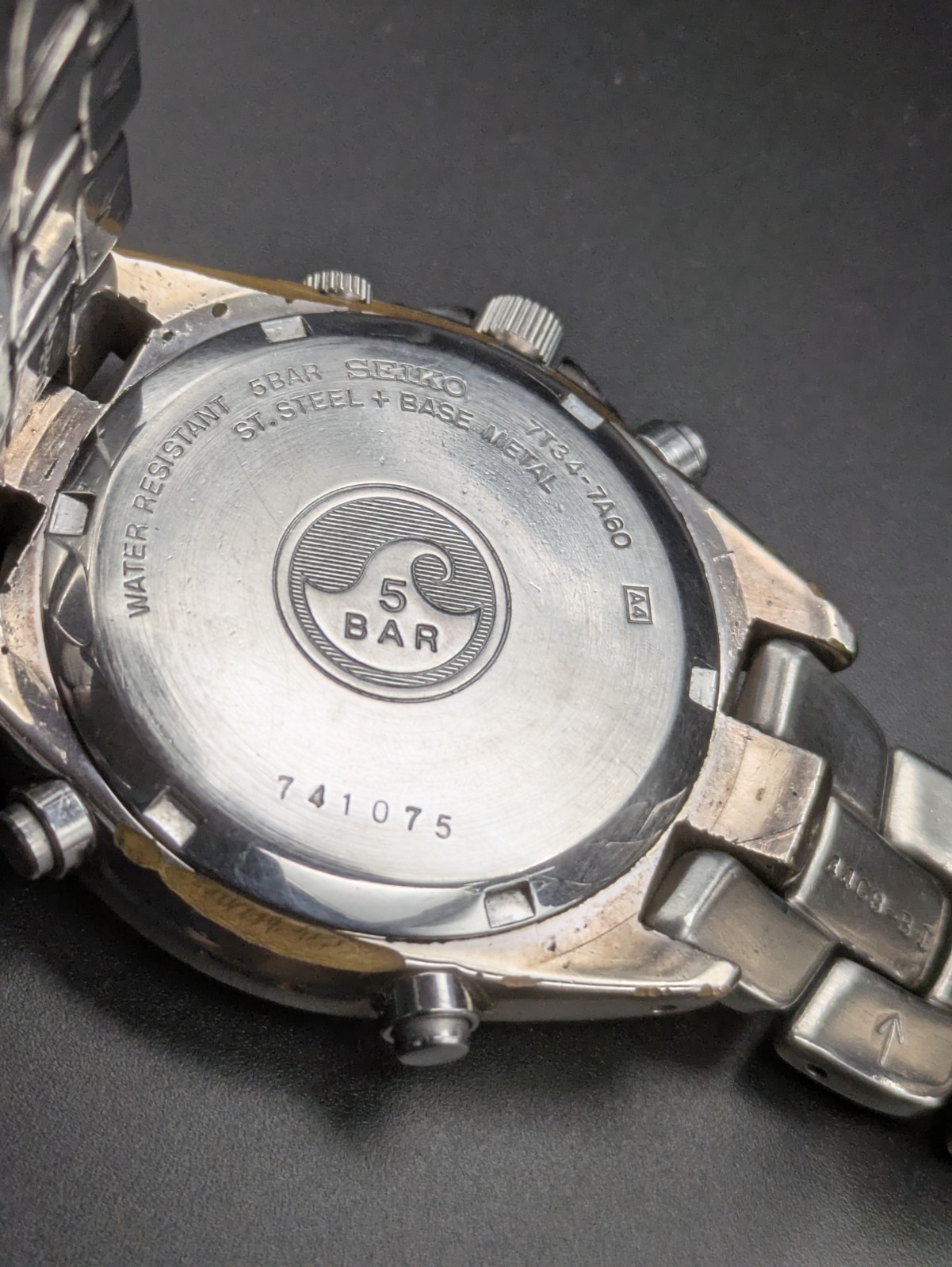 Seiko 7T34-7A60 1997 REVERSE PANDA ALARM CHRONOGRAPH - NEW GLASS