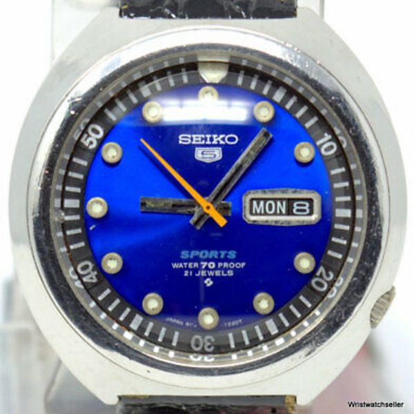 Vintage 1970 Seiko 6119-7163 70m Sports Diver Blue “Sushi Roll” 