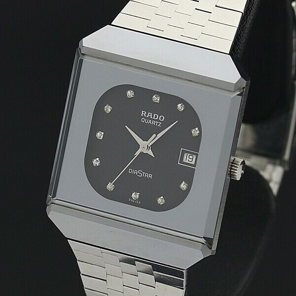 RADO Watch DIASTAR 129.0168.3 Diamonds Quartz Tungsten Date T621 