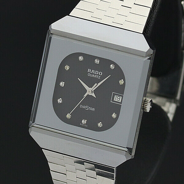 RADO Watch DIASTAR 129.0168.3 Diamonds Quartz Tungsten Date T621