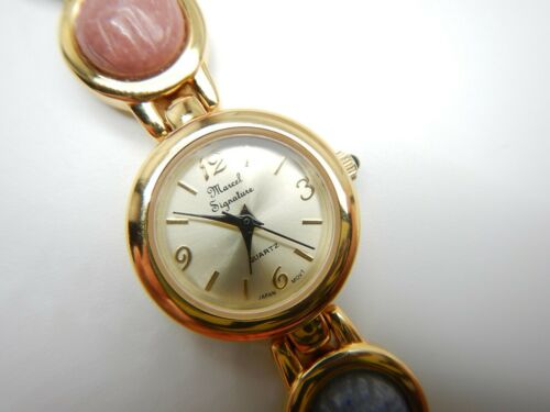VTG Marcel Drucker Signature Scarab Quartz Watch w/ Matching Bracelet. Marcel Drucker Ladies Watch Scarab Beetle Engraved Design  main image 3