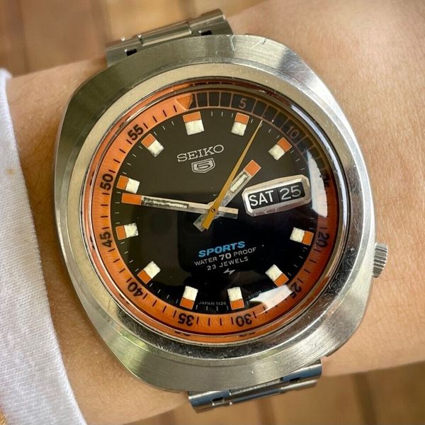 Vintage 1969 Seiko 5 Sports 5126-6010 Mens Watch