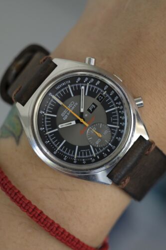 Unpolished Vintage Seiko Speedtimer Rarest Dial 6139 7050