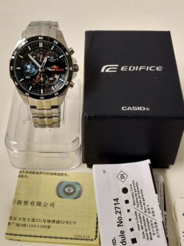 casio edifice men's toro rosso ip steel bracelet watch
