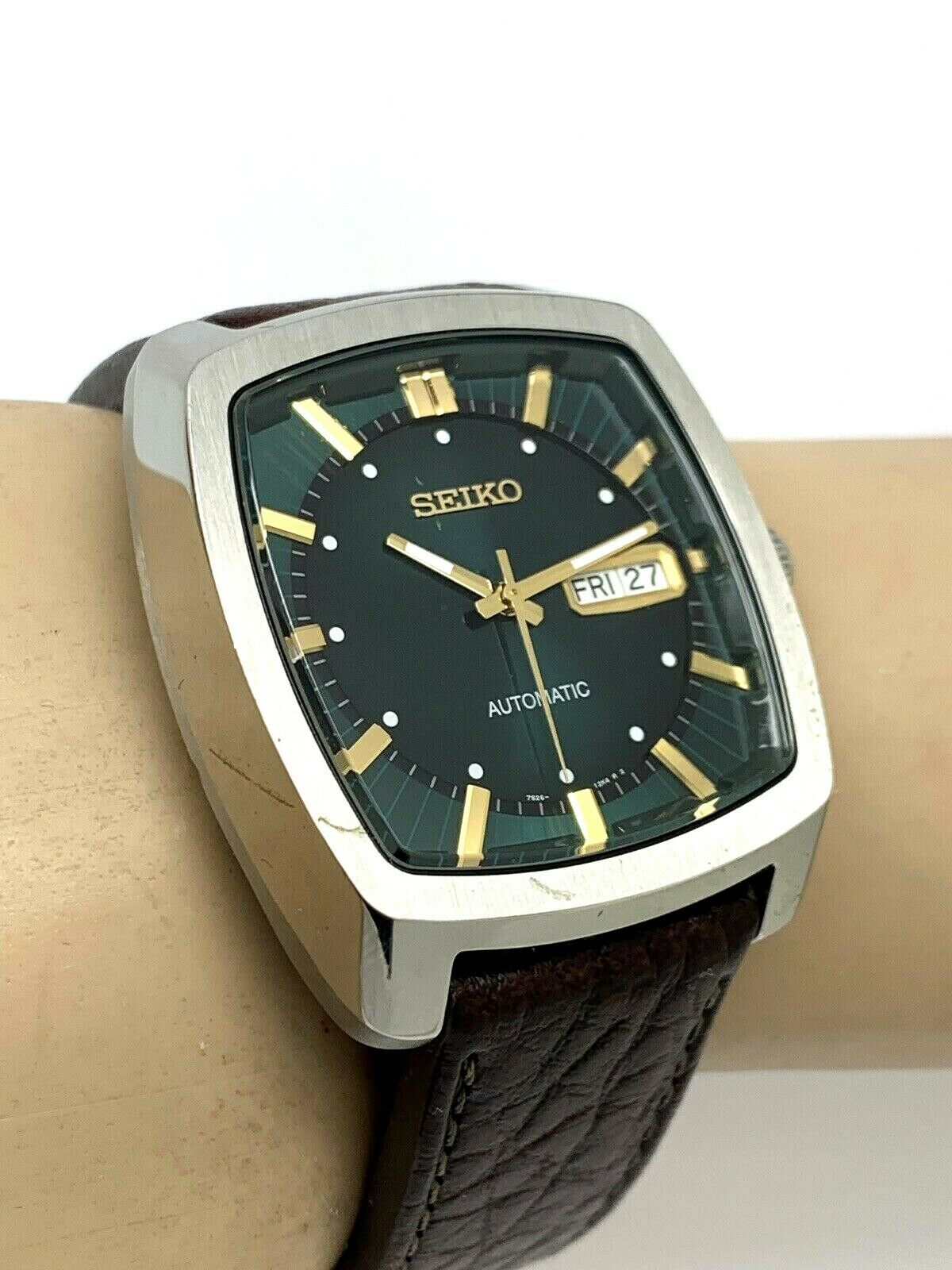 Top 64+ imagen seiko men's automatic recraft brown leather strap watch ...