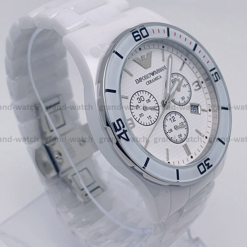 Emporio Armani AR1424 43mm Case White Ceramic Chronograph Quartz Unisex Watch WatchCharts Marketplace