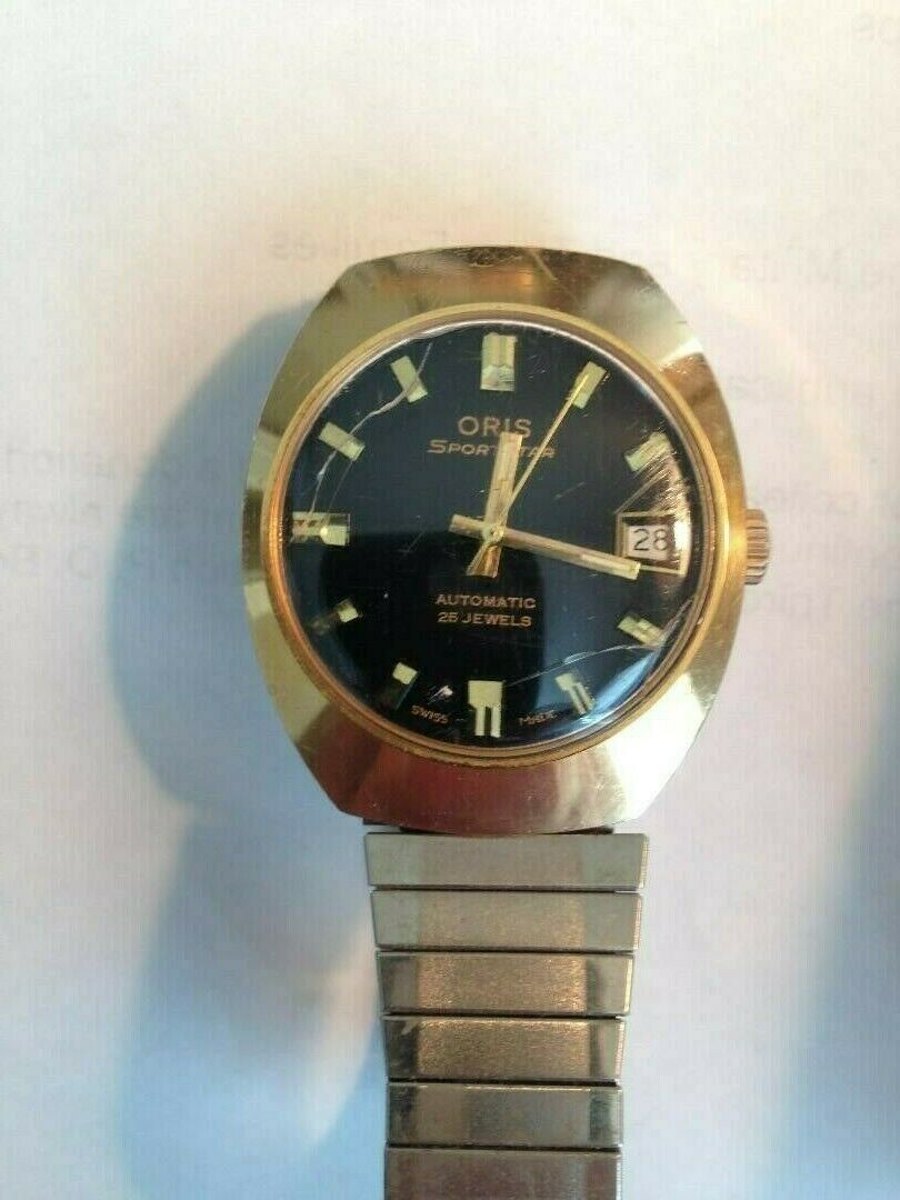 Oris Automatic Sportstar 25 Jewel 1971 Gold plated case with rare