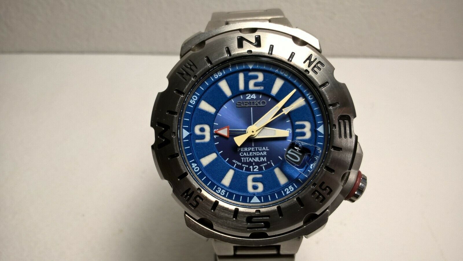 Rare Blue Seiko Prospex Landtrek SBCJ011 8F56-0070 Titanium GMT
