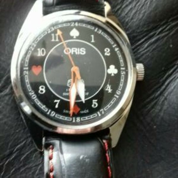 PLAYING CARDS DIAL ORIS VINTAGE 17 JEWELS HAND WIND MEN'S WRIST WATCH