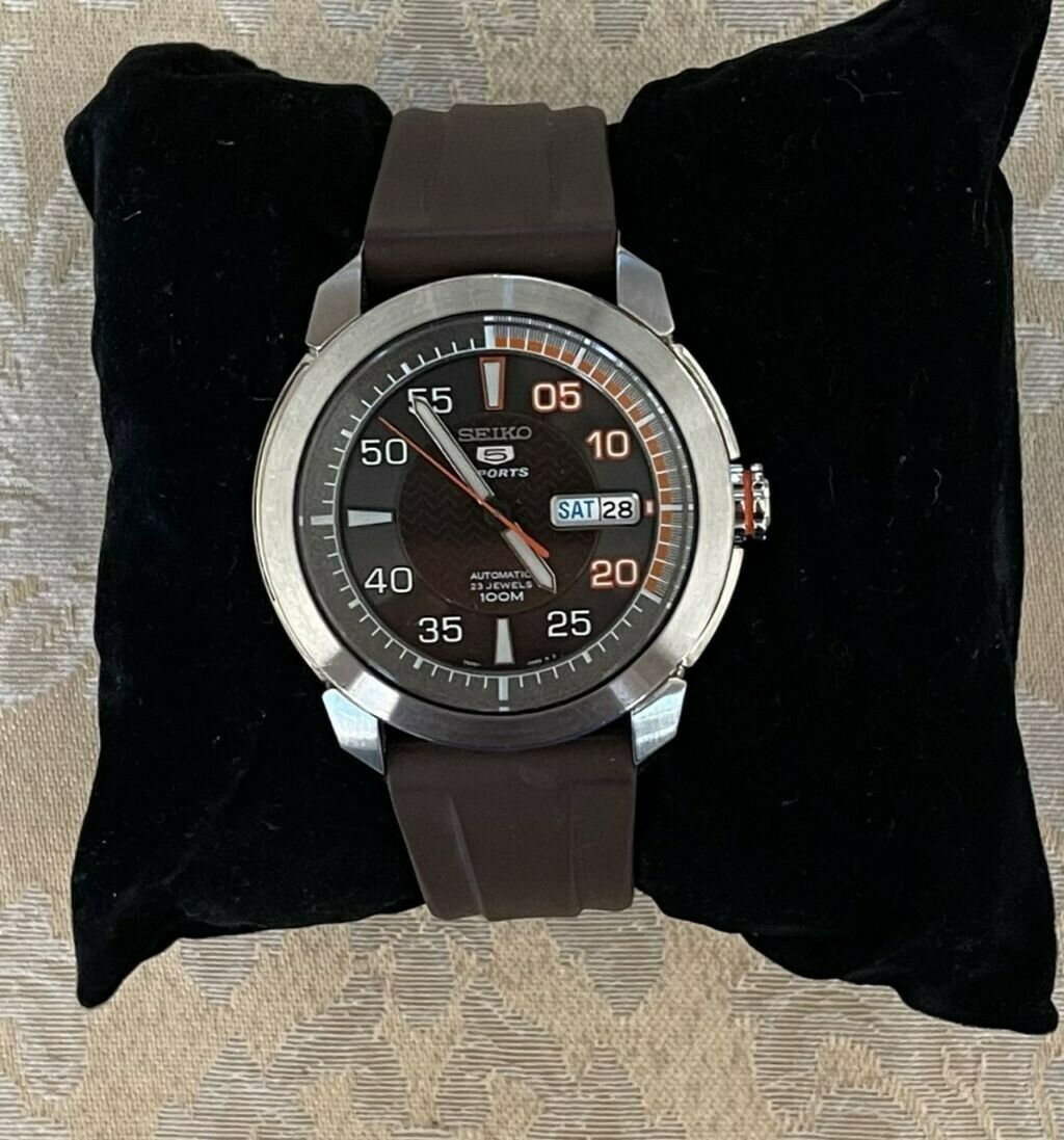 Seiko 5 Sports SNZH71 7S36 04J0 Brown With Brown Rubber Strap