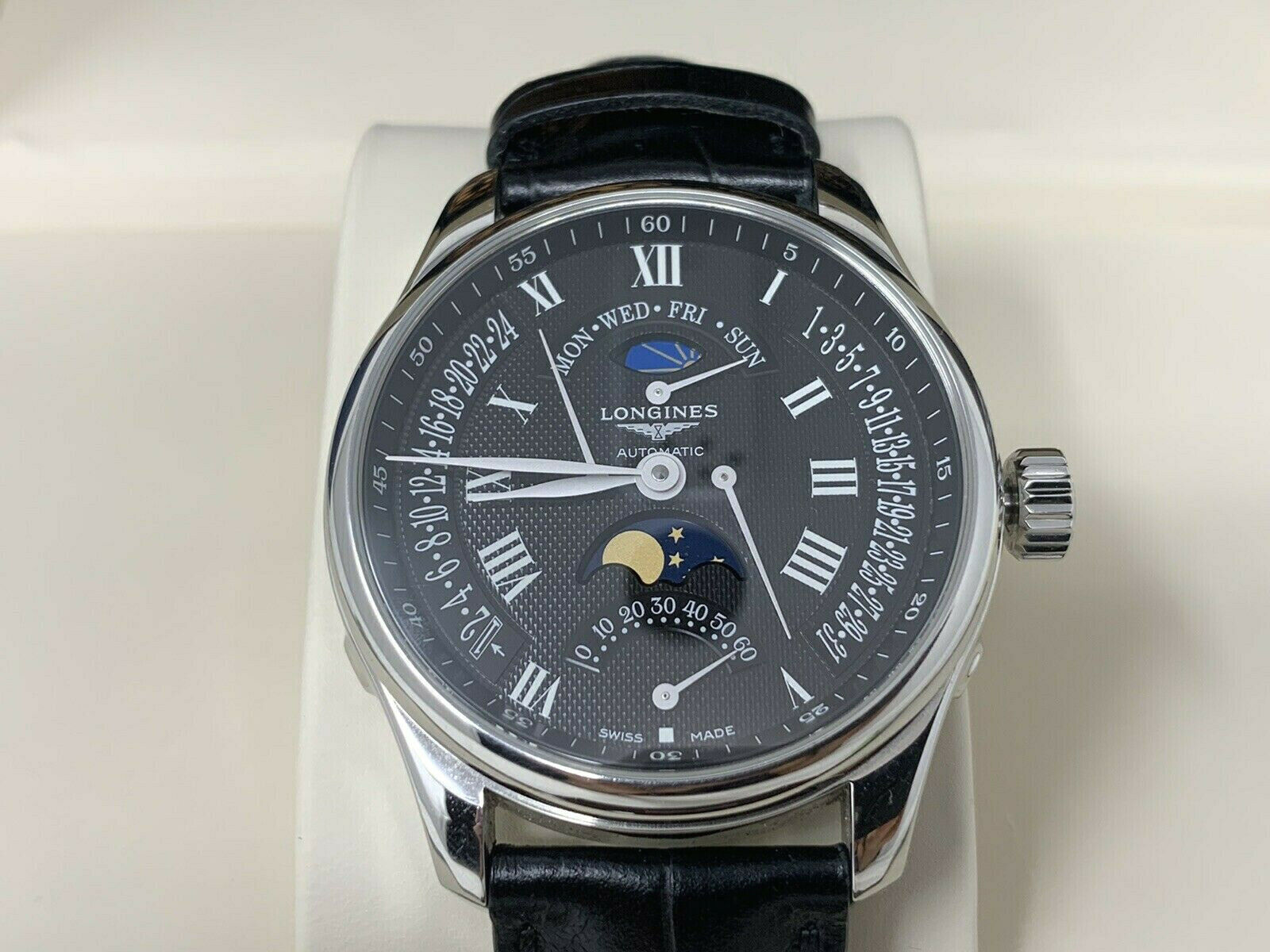 Longines Master Retrograde Black MoonPhase Men Watch