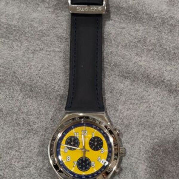 Swatch Irony Chrono Watch YCS406 Secret Agent Yellow Brand New ...