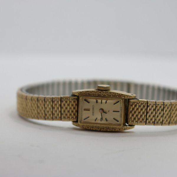 Vintage Seiko 11-3189 Lady 17J Gold Tone Stretch Band Mechanical Watch ...