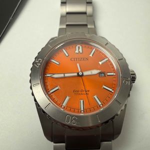 CITIZEN MENS PROMASTER DEPTH METER CHRONO ORANGE DIVERS WATCH