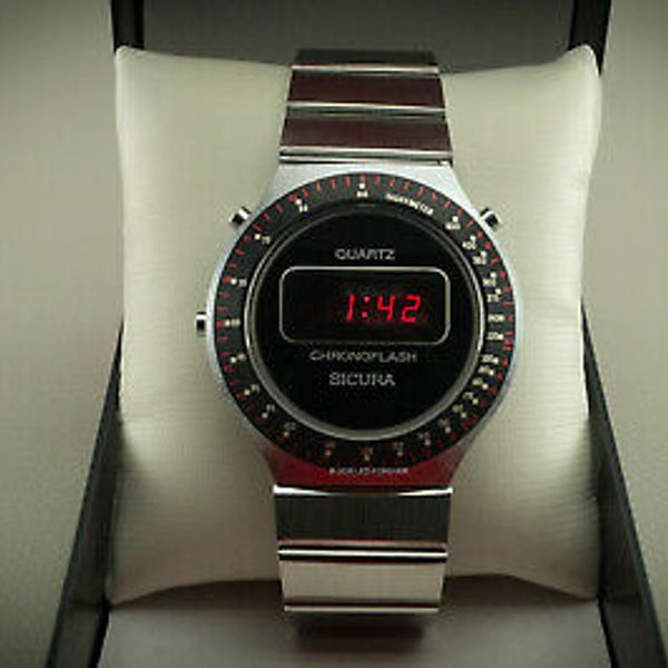 Vintage SICURA Chronoflash LED digital watch by Breitling very rare ...