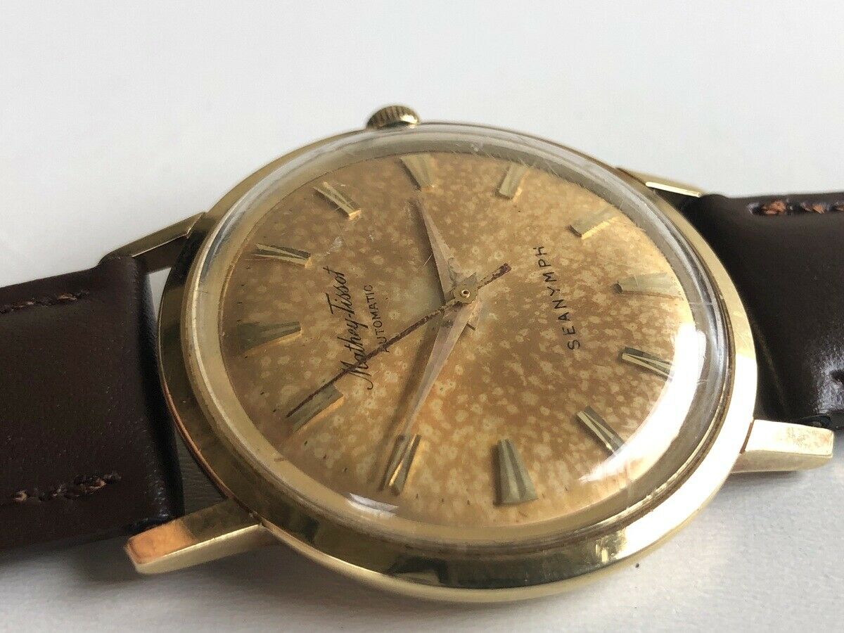 RARE 1960 s MATHEY TISSOT SEANYMPH AUTOMATIC 14K SOLID GOLD