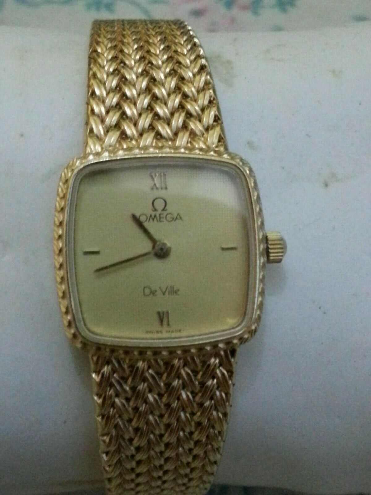 Vintage Omega Deville Ladies Gold Plated Mesh Watch Excellent