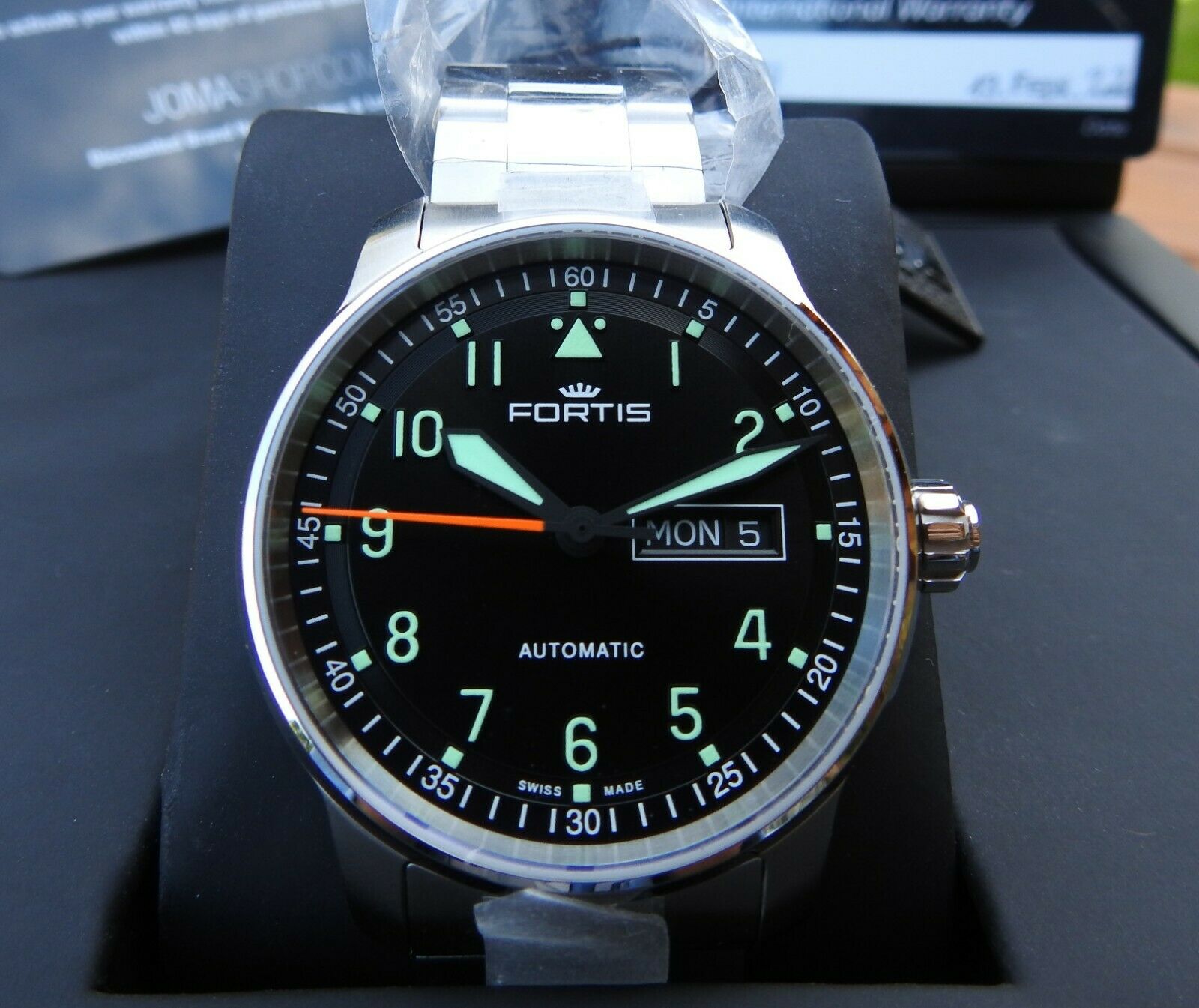 Kit Servizio Corona E Tubo Acciaio Per Orologio FORTIS Flieger Automatico 40mm