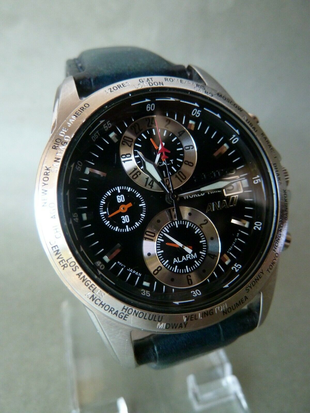 SEIKO ANA WORLD TIME ALARM 5T82-0AH0 WORKING. PLEASE READ