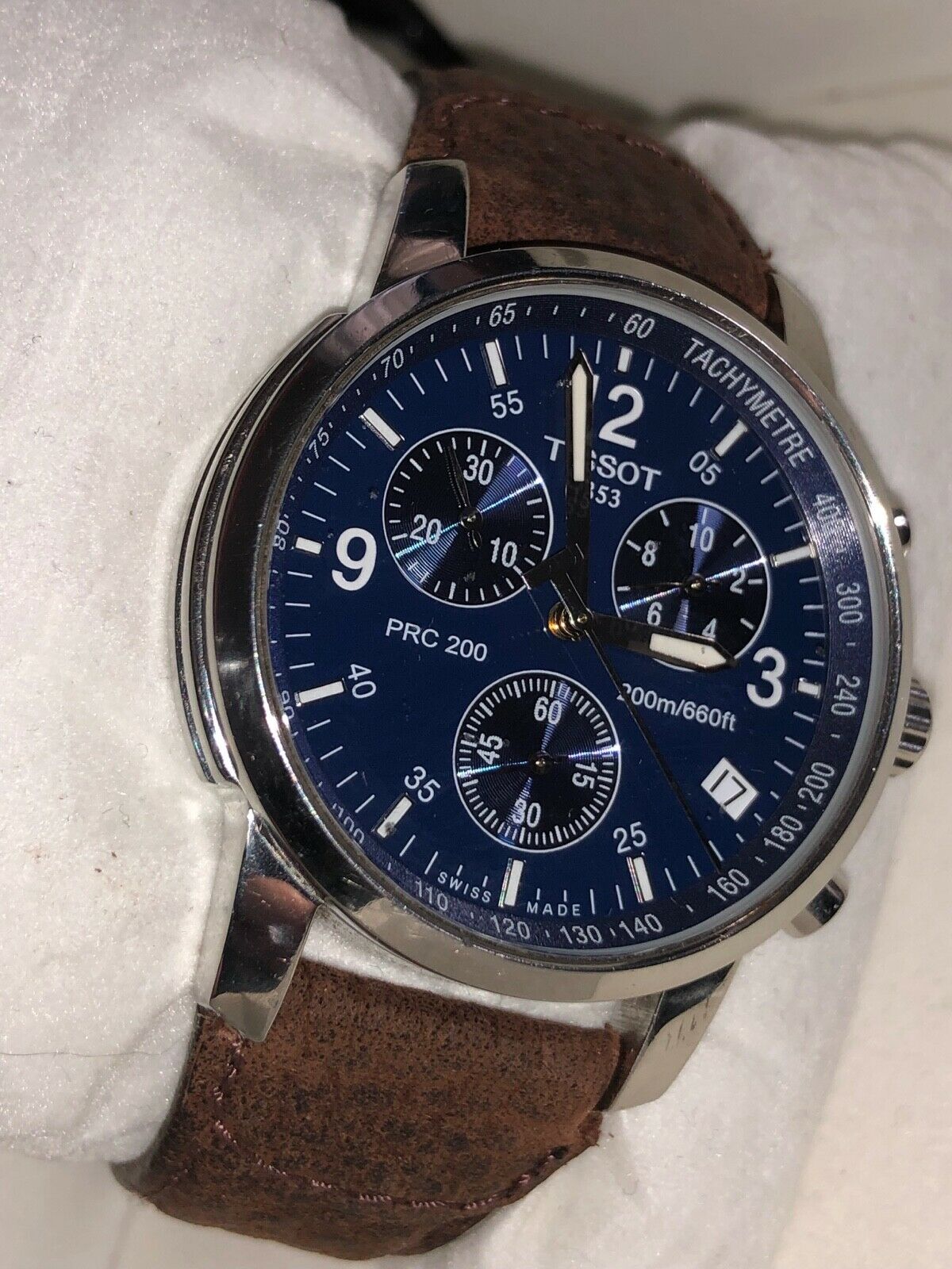 tissot prc 200 chronograph blue dial men's watch