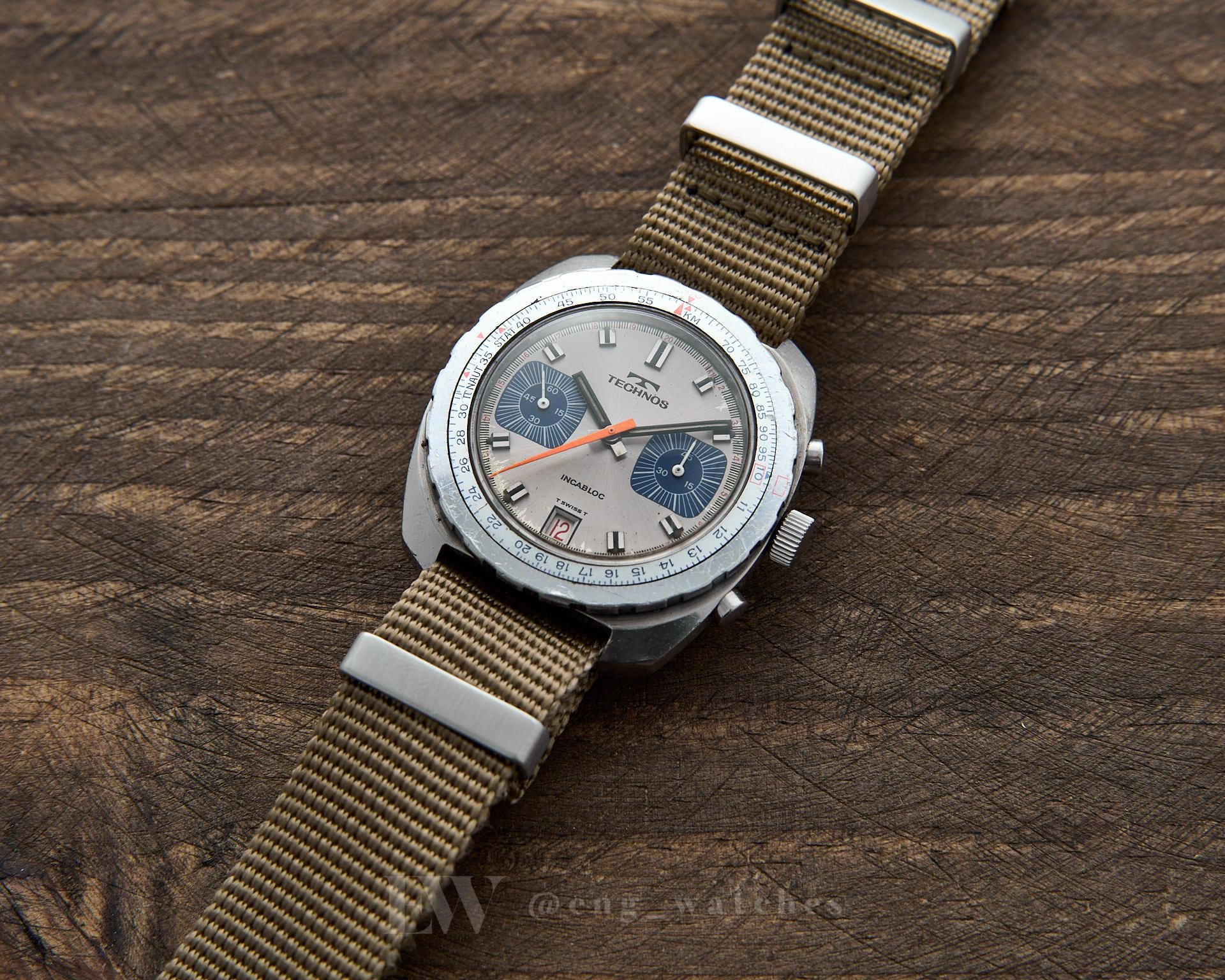 WTS] Technos Incabloc 10385 (Valjoux 7734) vintage chronograph