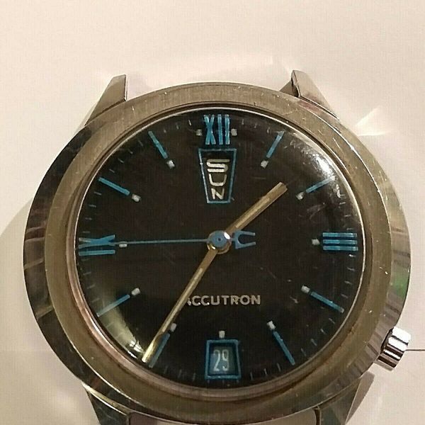 Vintage M9 Bulova Accutron 218 Up Down Day Date Watch RARE BLUE Parts Repair WatchCharts
