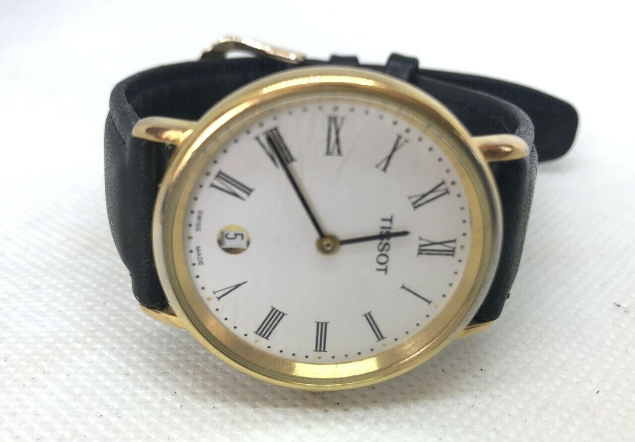 Men s Gold Tone TISSOT TRADITION T890K Wristwatch with Black