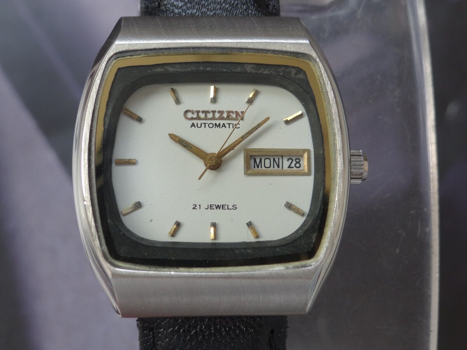 Vintage shops Automatic 1978 Citizen Mens Watch with Leather Strap