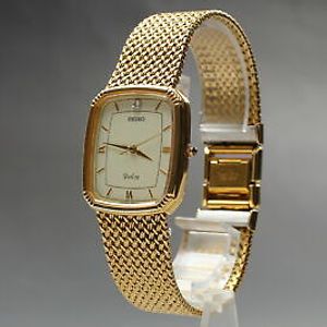 Near MINT] SEIKO Dolce 5E31-5A90 Quartz Gold Diamond Men's