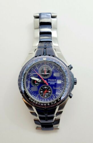 SEIKO PULSAR CHRONOGRAPH 7T62-X041 100m DIVER WATCH w/ NEW BATTERY