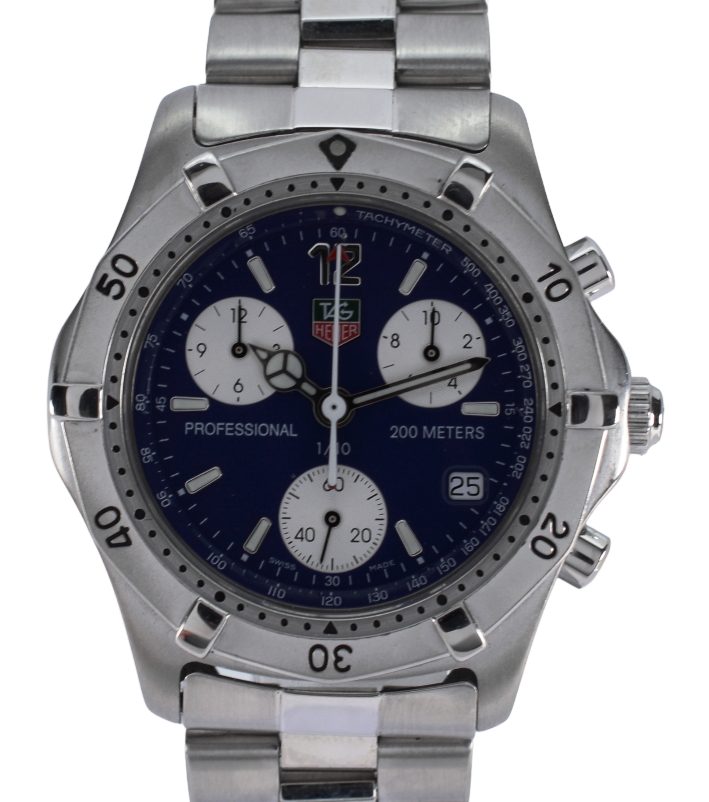 Vintage 39mm Men s Tag Heuer Blue Professional 2000 Chronograph