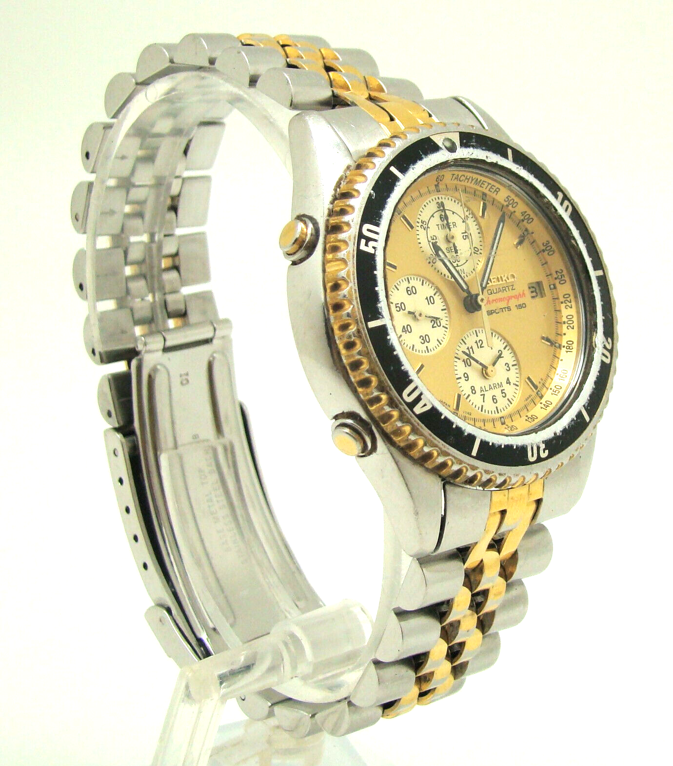VINTAGE SEIKO MEN's 40mm SPORTS 150 QUARTZ CHONOGRAPH ALARM WATCH