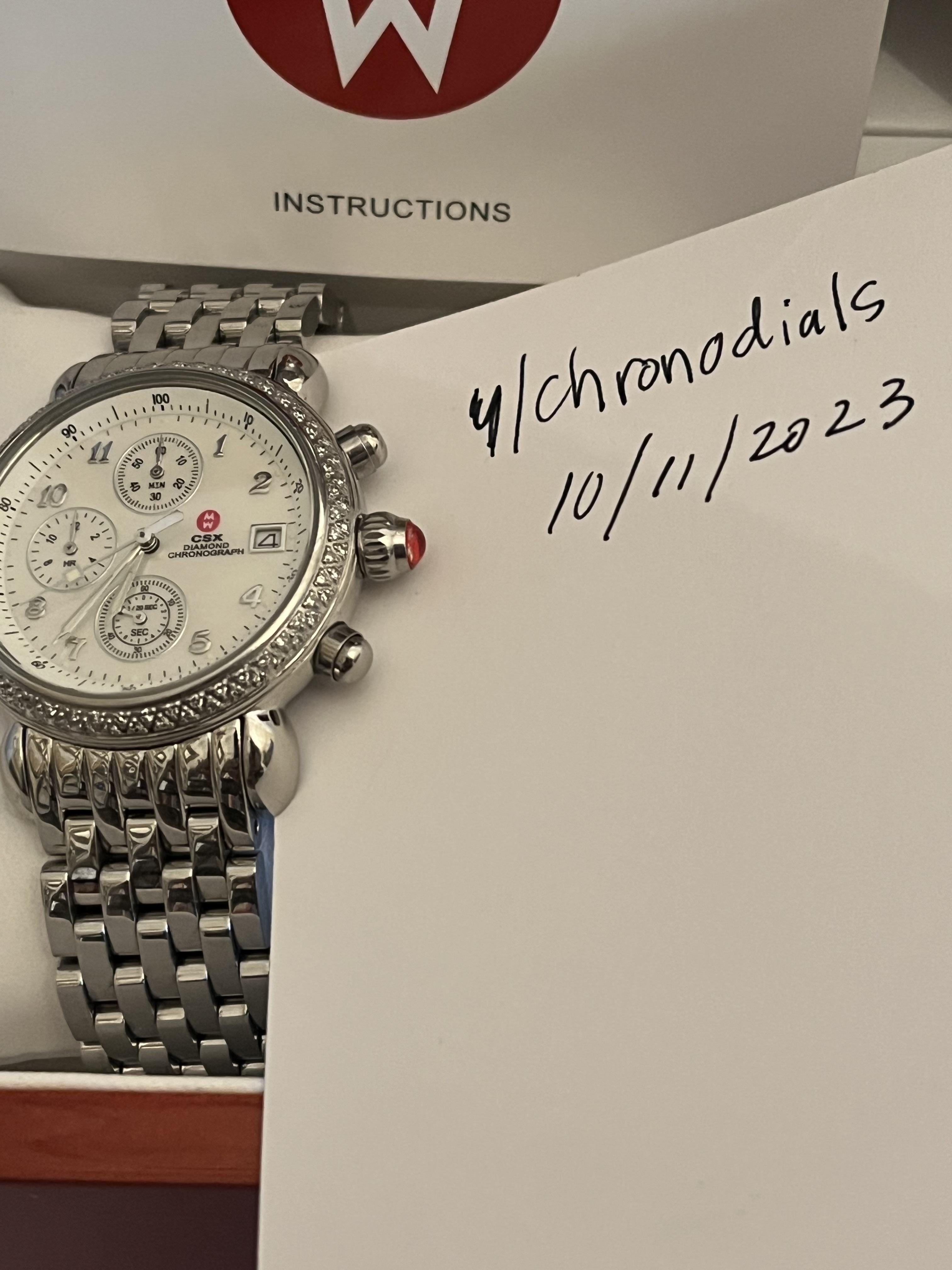 WTS MICHELE CSX Diamond Bezel MOP Chronograph Watch Stainless