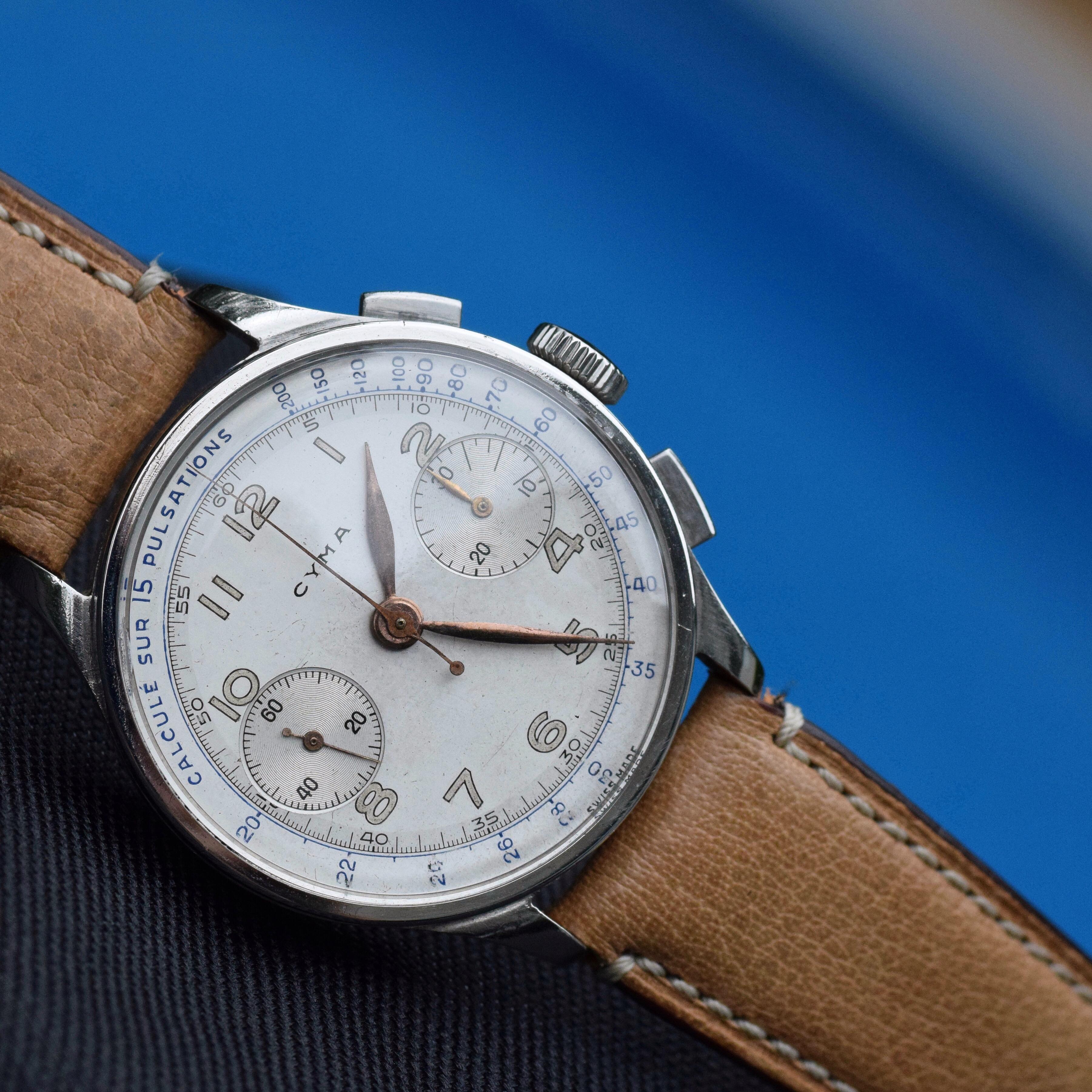Valjoux春田　 FS: Circa 40s-50s Cyma Pulsations Valjoux 22 Vintage Chrono