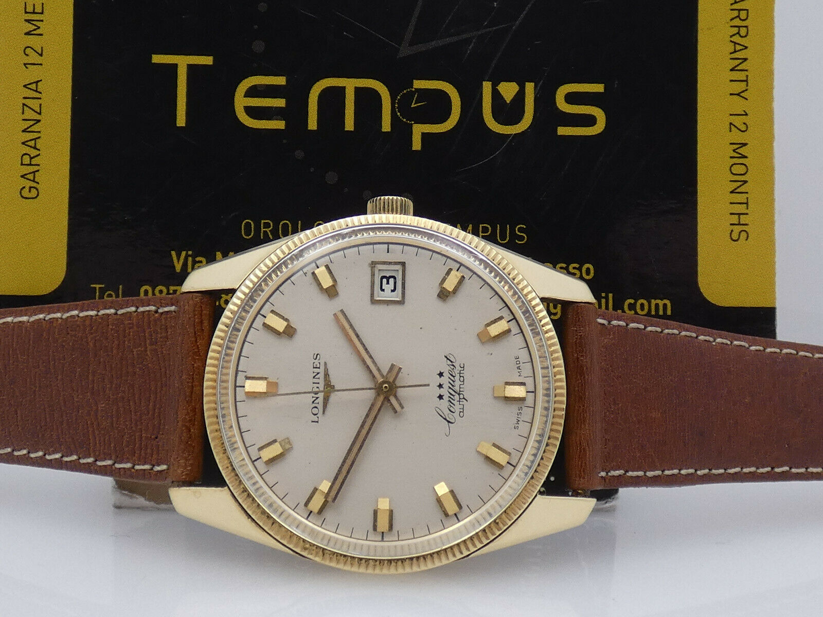 LONGINES CONQUEST 3 STARS AUTOMATIC 18 KT SOLID GOLD YEARS '70s