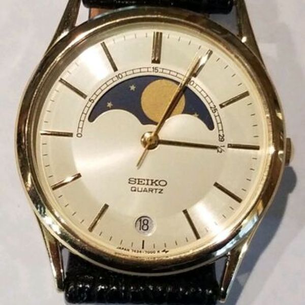 Vintage Seiko Moon Phase #7434-7009 Quartz Watch - Fresh Battery -  CLEAN!!!! | WatchCharts