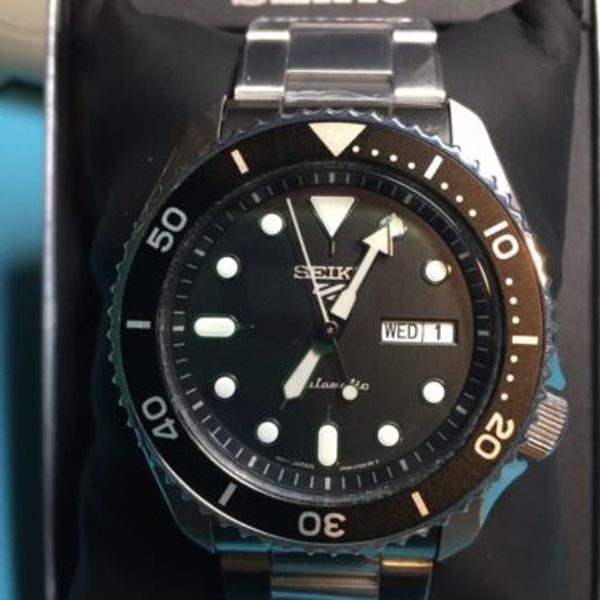 SEIKO 5 BLACK SUB DIVER WATCH SRPD55 42.5MM STAINLESS STEEL DAY DATE ...