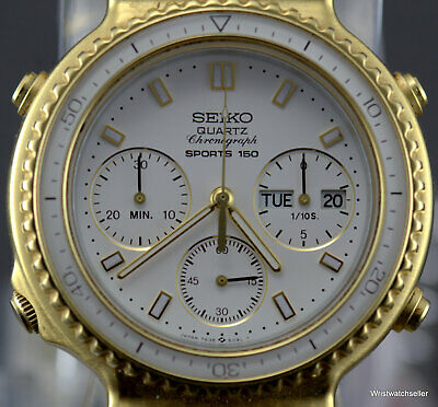 seiko quartz chronograph sports 150 gold