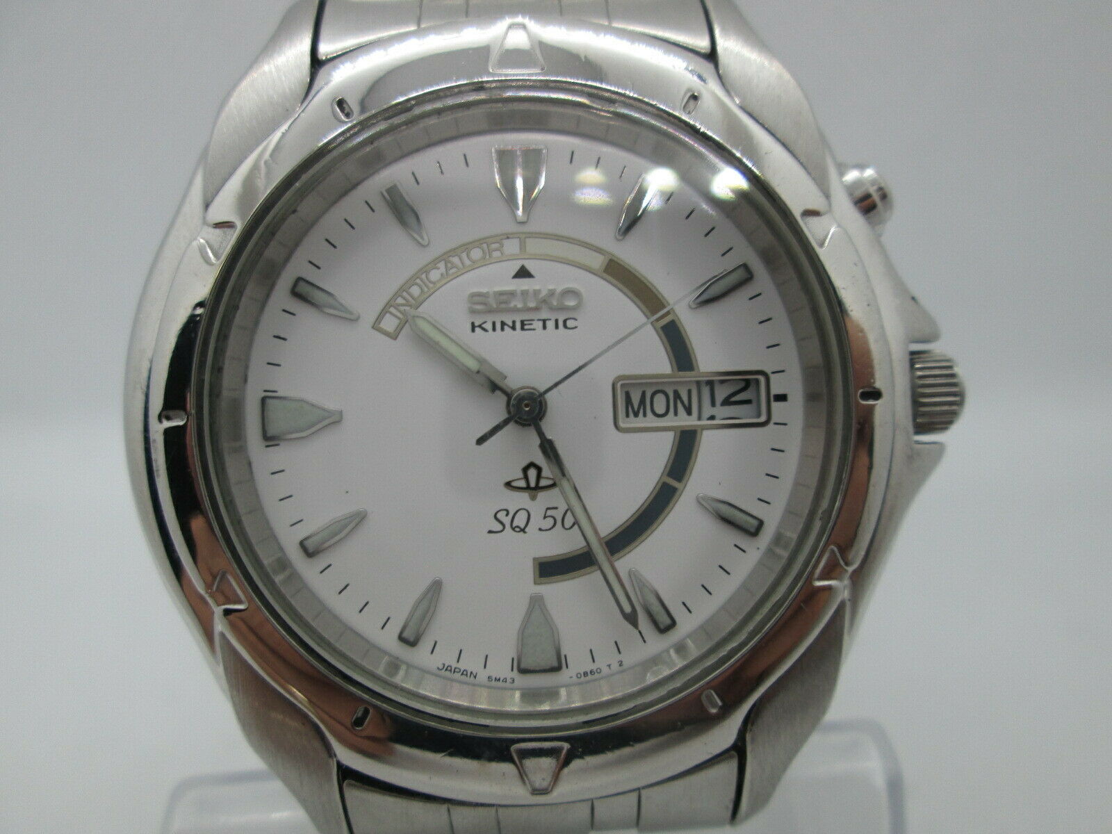 SEIKO Kinetic SQ50 5M43-0A50 Men's Watch Day/Date Japan 